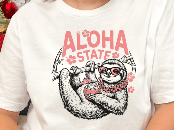 Aloha State Sloth PNG for Crafts and Graphics