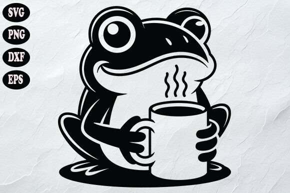 Cute Frog Coffee SVG