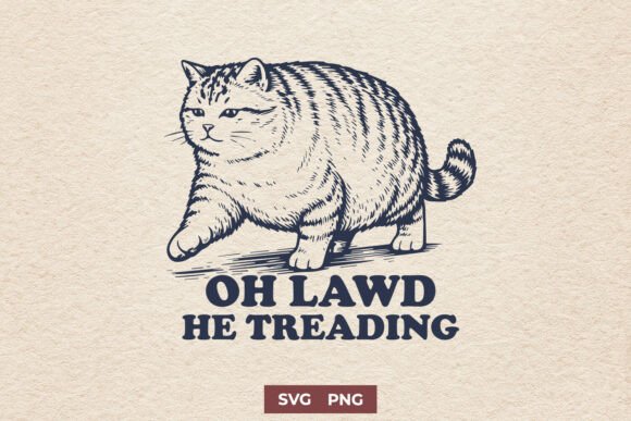 Oh Lawd He Treading Funny Cat SVG for Graphics and Crafts