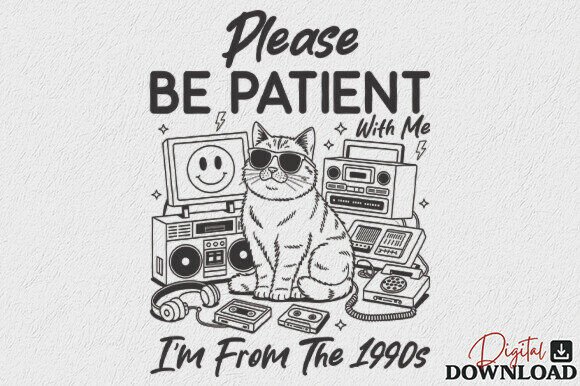 Sarcastic Retro 90s Funny Cat SVG for Crafts and Graphics